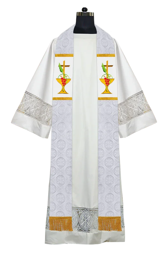 Elegant Clergy Stole with Grapes Embroidery