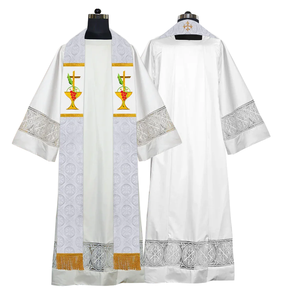 Elegant Clergy Stole with Grapes Embroidery