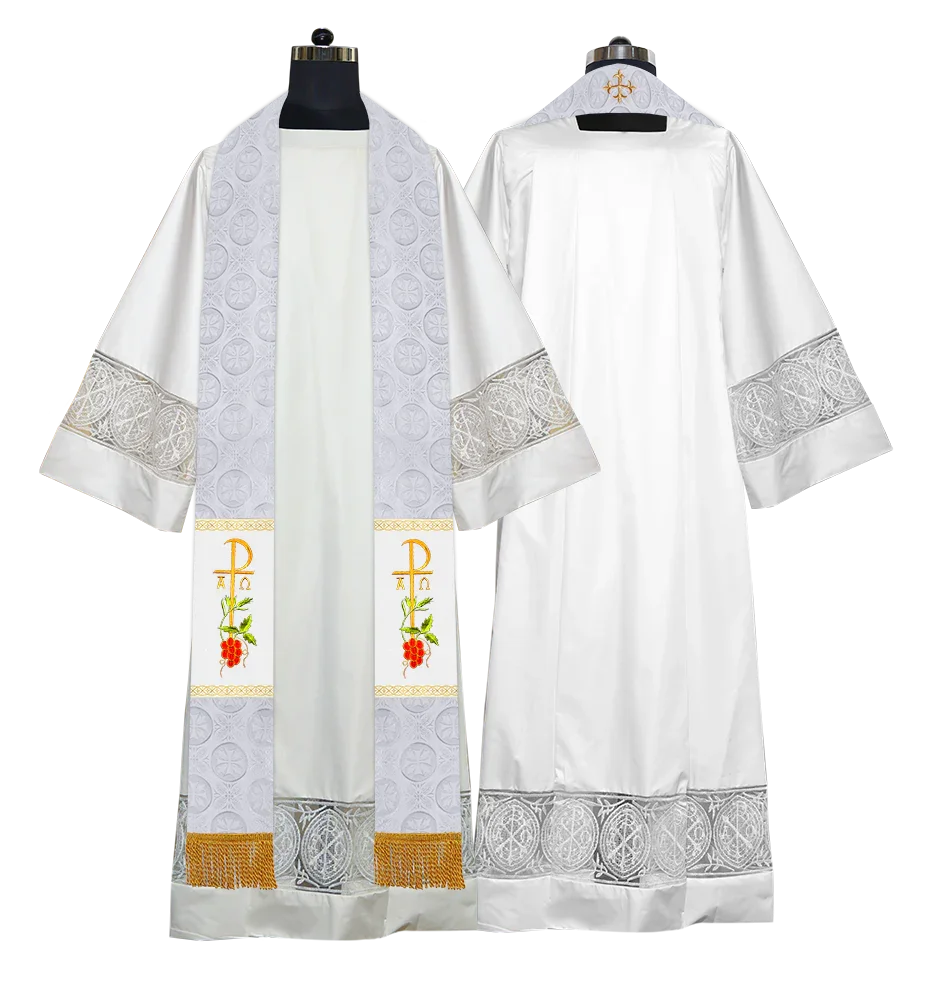 Clergy Stole with Ornate Embroidered Liturgical Motif