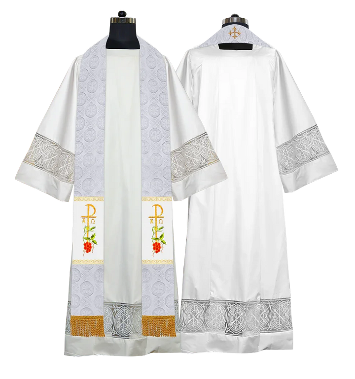 Clergy Stole with Ornate Embroidered Liturgical Motif