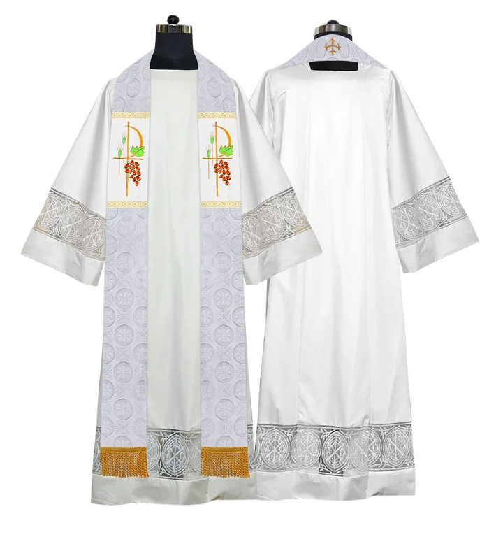 Clergy Stole with Ornate Embroidered Liturgical Motif