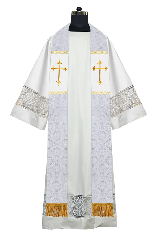 Traditional Minister Stole with Embroidered Cross Motif