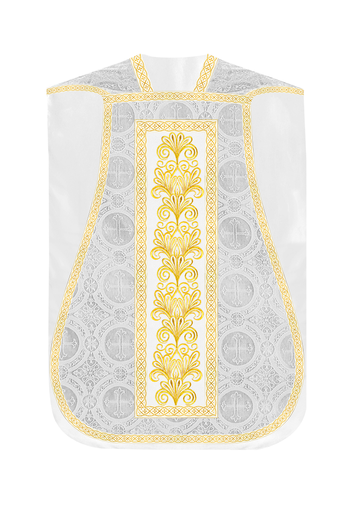 Roman Chasuble Vestment enriched With Coloured Braids and Trims