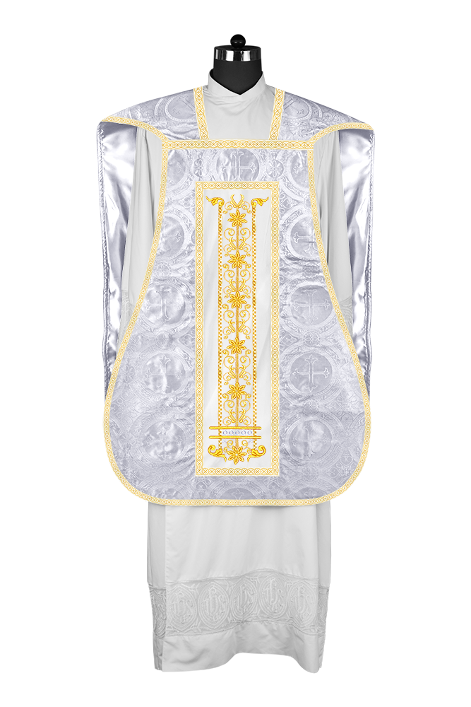 Roman Chasuble Vestment Enhanced With Orphrey and Trims