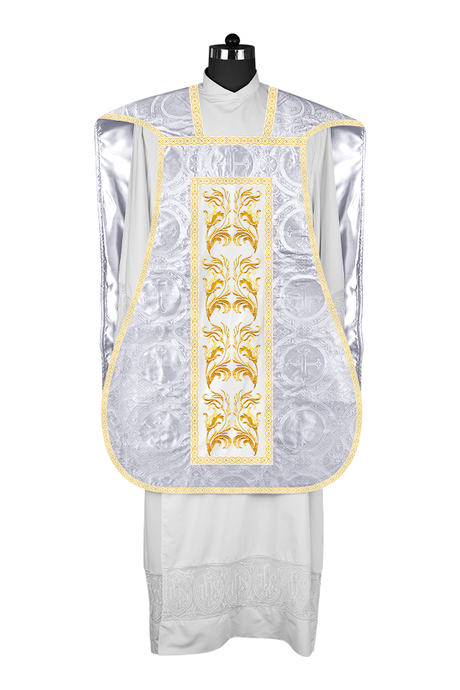 Roman Chasuble Vestment With Woven Braids and Trims