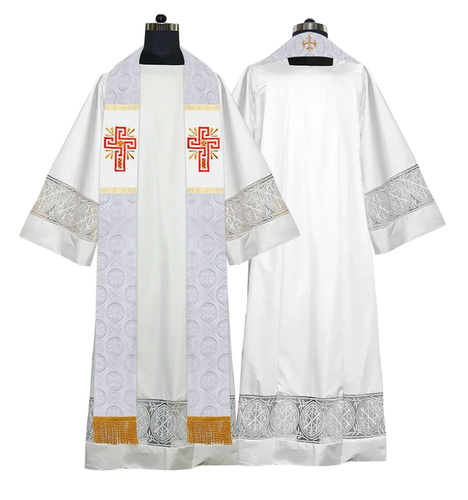 Traditional Minister Stole with Embroidered Cross Motif