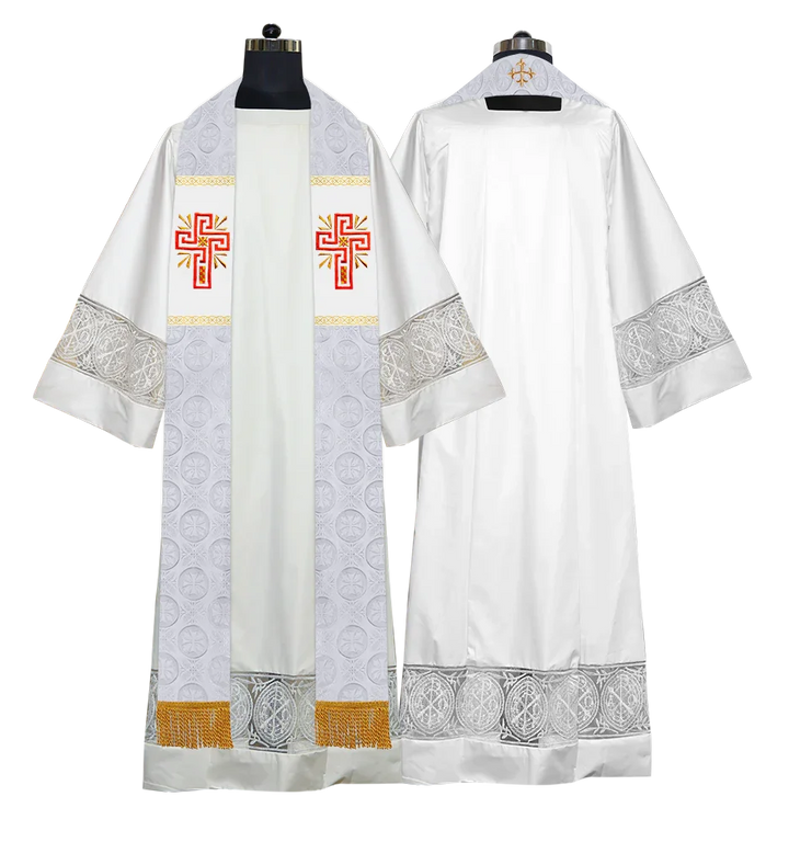 Traditional Minister Stole with Embroidered Cross Motif