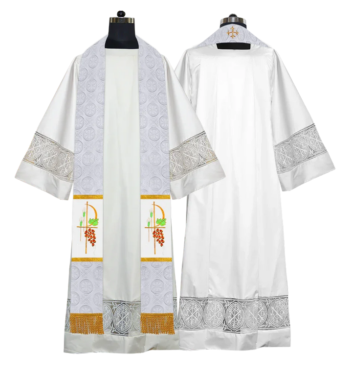 Elegant Clergy Stole with Grapes Embroidery