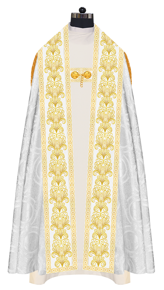 Roman Cope Vestment with Spiritual Motif and Adorned Embroidery