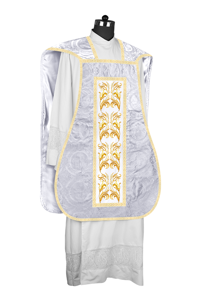Roman Chasuble Vestment With Woven Braids and Trims