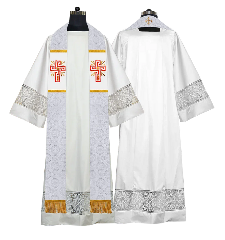 Liturgical Stole Adorned with Embroidered Cross Motif