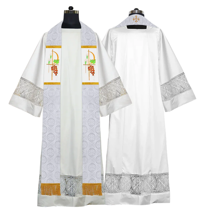 Elegant Clergy Stole with Grapes Embroidery