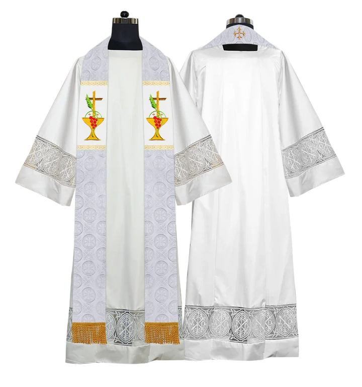 Clergy Stole with Ornate Embroidered Liturgical Motif
