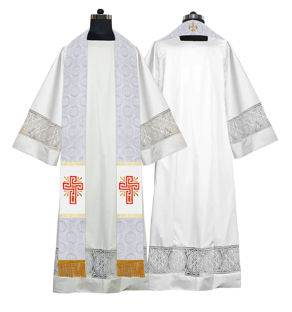 Traditional Minister Stole with Embroidered Cross Motif