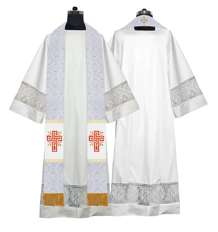 Traditional Minister Stole with Embroidered Cross Motif