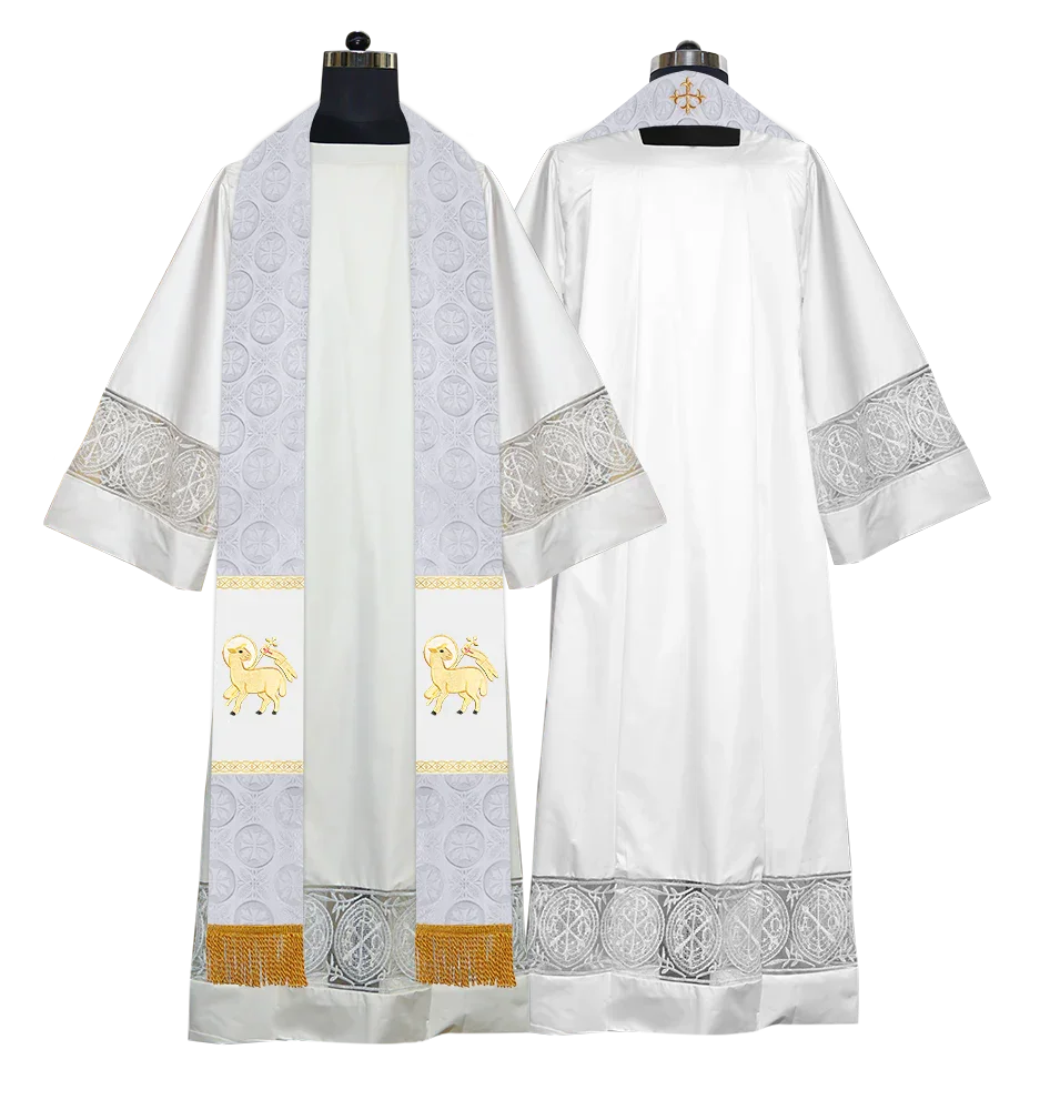 Liturgical Stole Adorned with Spiritual Motif and Trims