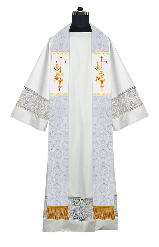 Elegant Gothic Stole with Embroidered Spiritual Motif