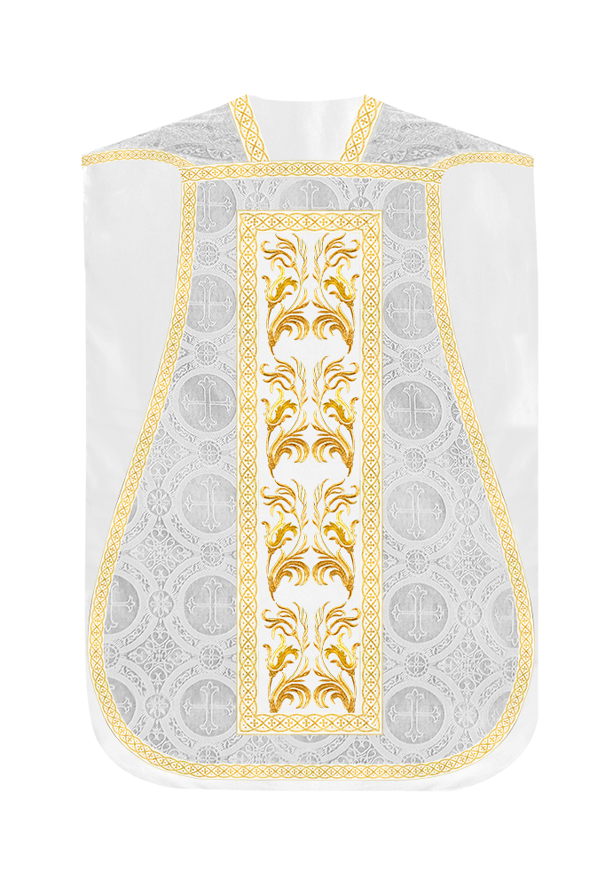 Roman Chasuble Vestment With Woven Braids and Trims