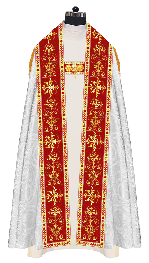 Embroidered Roman Cope Vestment with Braided Trims