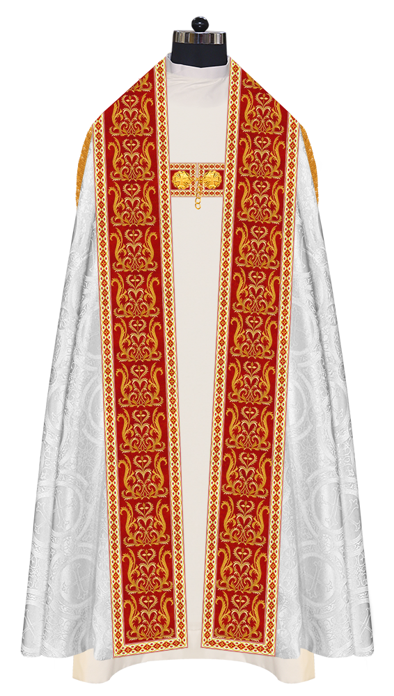 Roman Cope Vestment with Braid Embroidered Orphrey