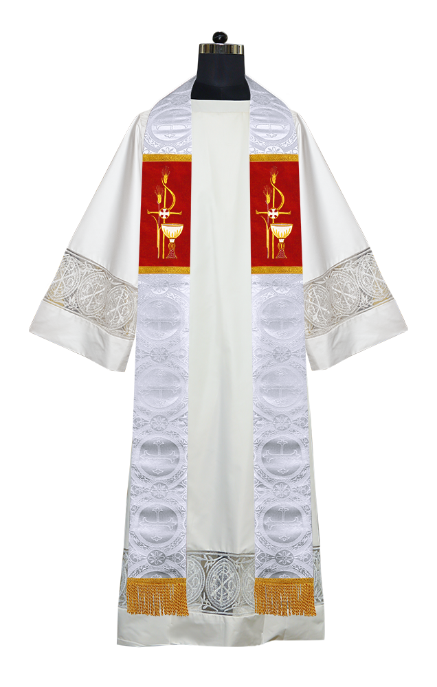 PAX with Chalice Embroidered Clergy Stole