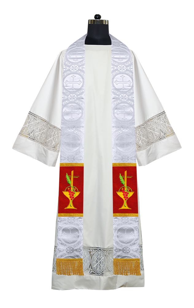 Communion Motif Embroidered Priest Stole