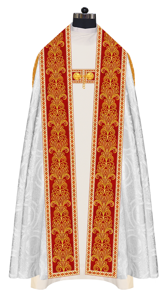 Roman Cope Vestment with Spiritual Motif and Adorned Embroidery