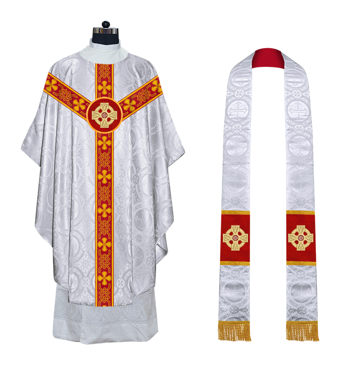 Gothic Chasuble adorned with lace and CEEC Motif