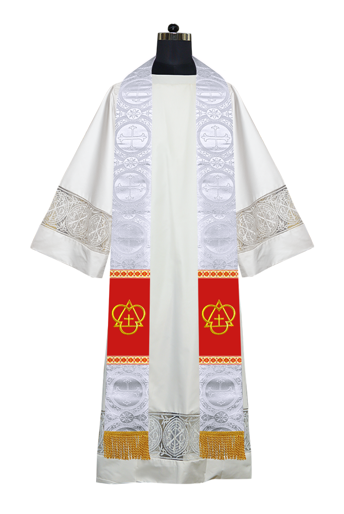 Clerical Stole with Embroidered Trinity Motif
