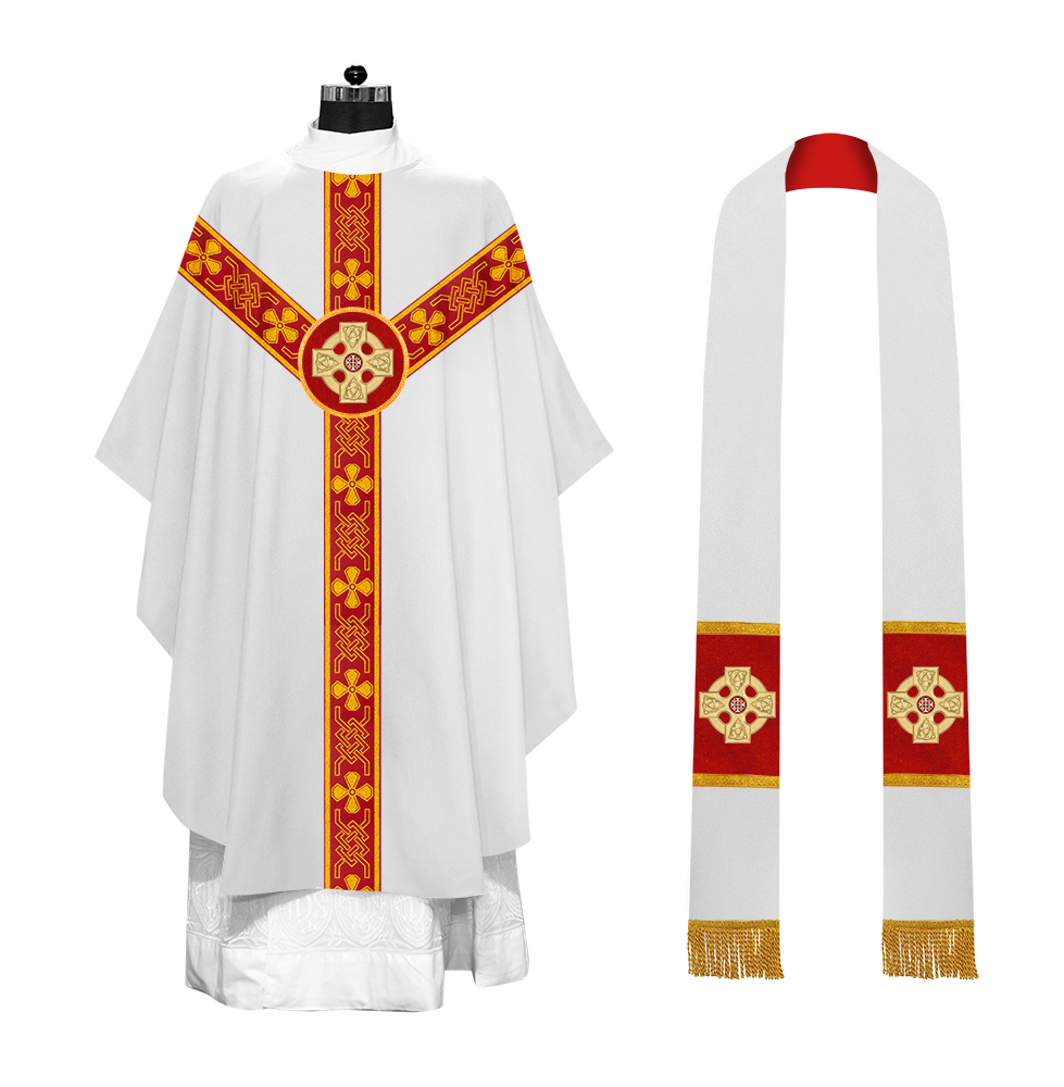 Gothic Chasuble adorned with lace and CEEC Motif