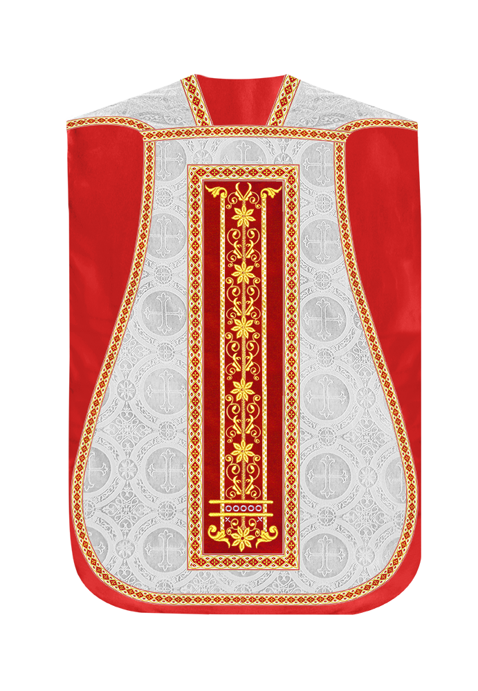 Roman Chasuble Vestment Enhanced With Orphrey and Trims