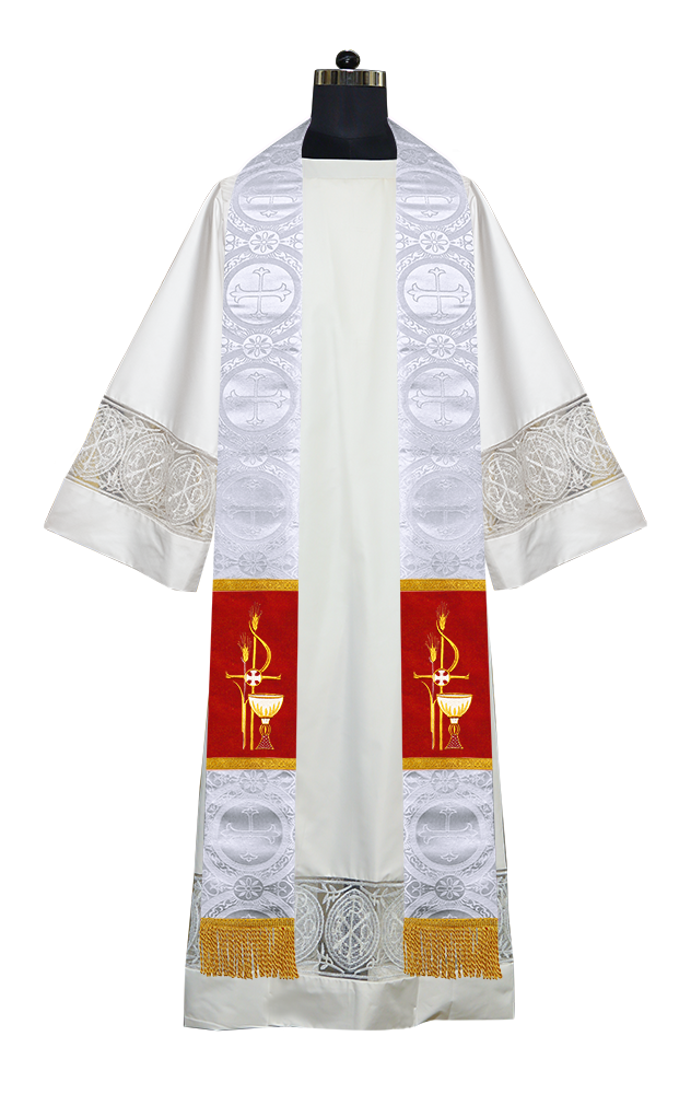 PAX with Chalice Embroidered Priest Stole