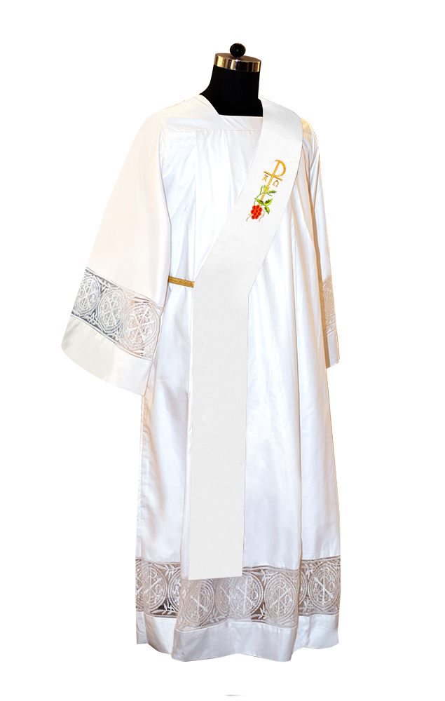 Chi Rho with Grapes Embroidered Deacon Stole
