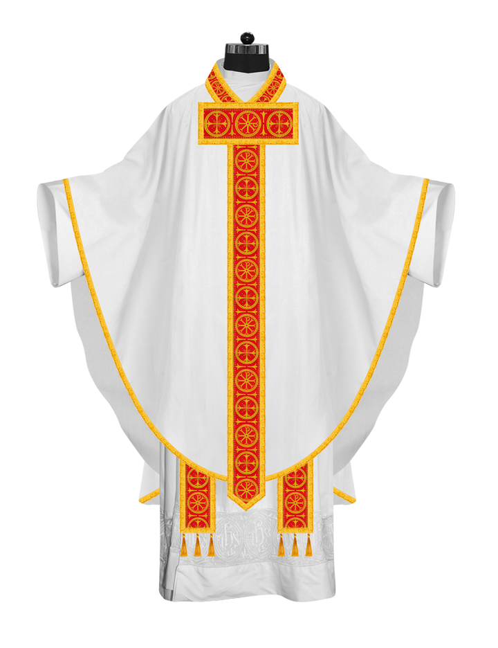 Gothic Chasuble Embellished with Delicate Pax Braided Lace
