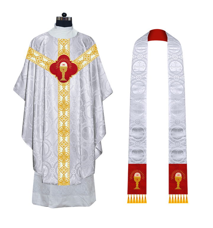 Gothic Chasuble Vestment with Motif and Trims