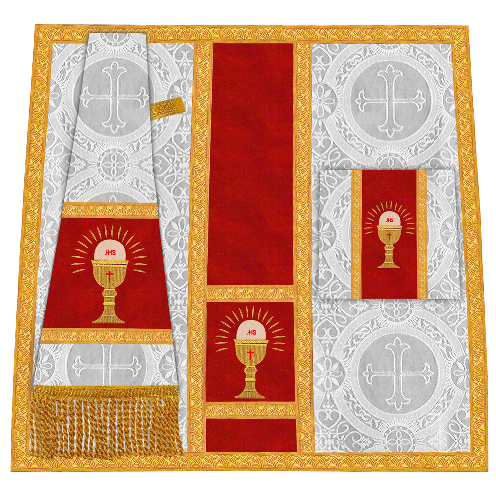 Roman Chasuble Vestment with Spiritual Motif and Ornate Braids