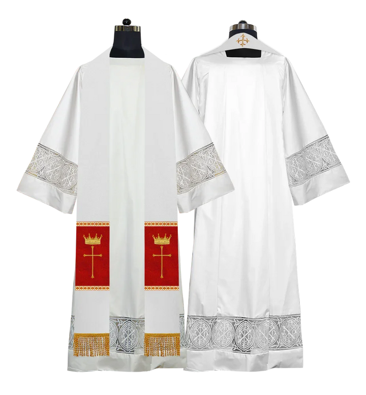 Pastor Clergy Stole with Spiritual Cross and Crown Embroidery
