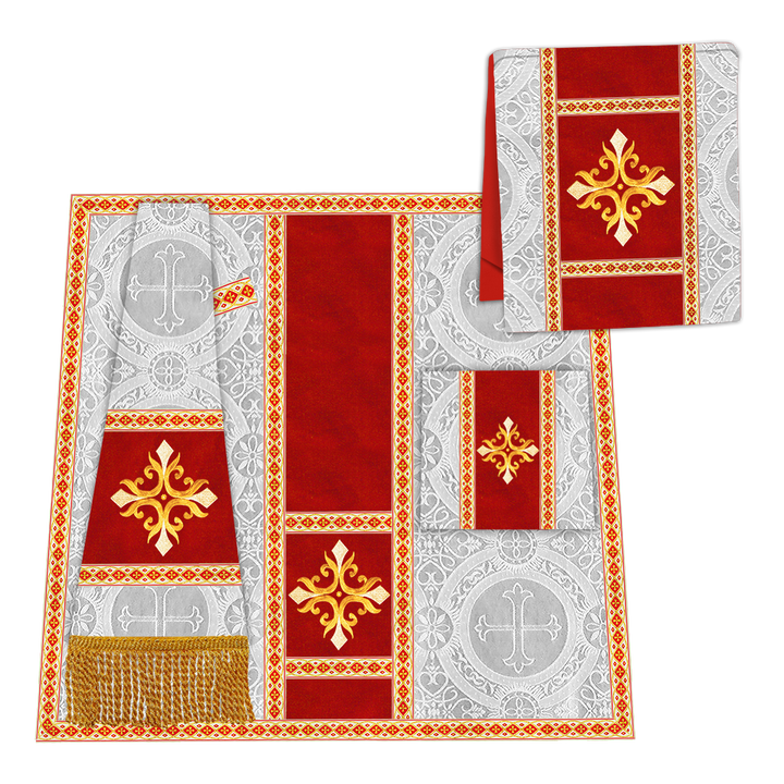 Gothic Chasuble Vestment with Embroidered Cross and Trims