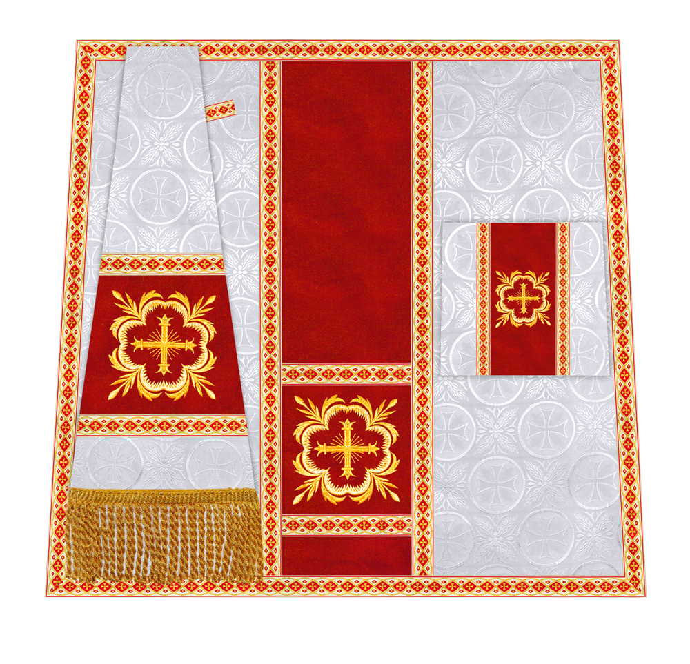 Traditional Altar Mass Set with  Embroidered Motifs