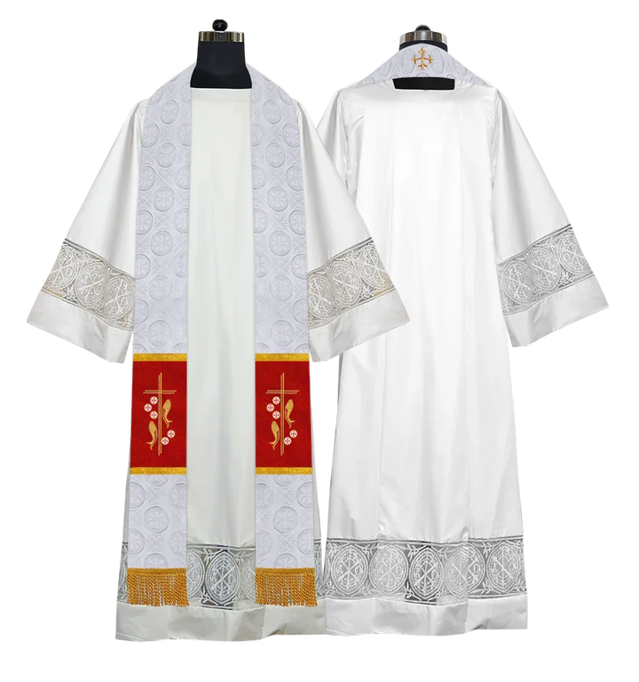 Clergy Stole with Embroidered Liturgical Motif