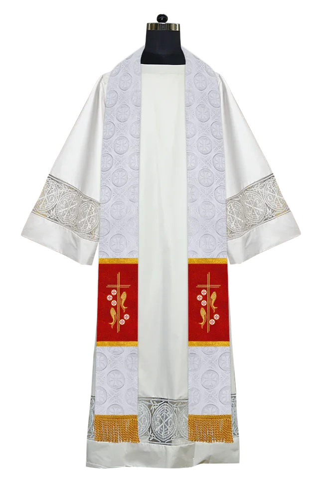 Clergy Stole with Embroidered Liturgical Motif