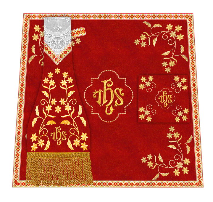 Roman Chasuble Vestment With Floral Design and Trims