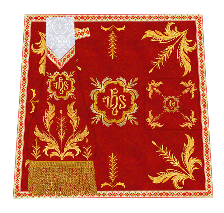 Altar Table Cloth with Fine Embroidered Trims & Spiritual Motifs