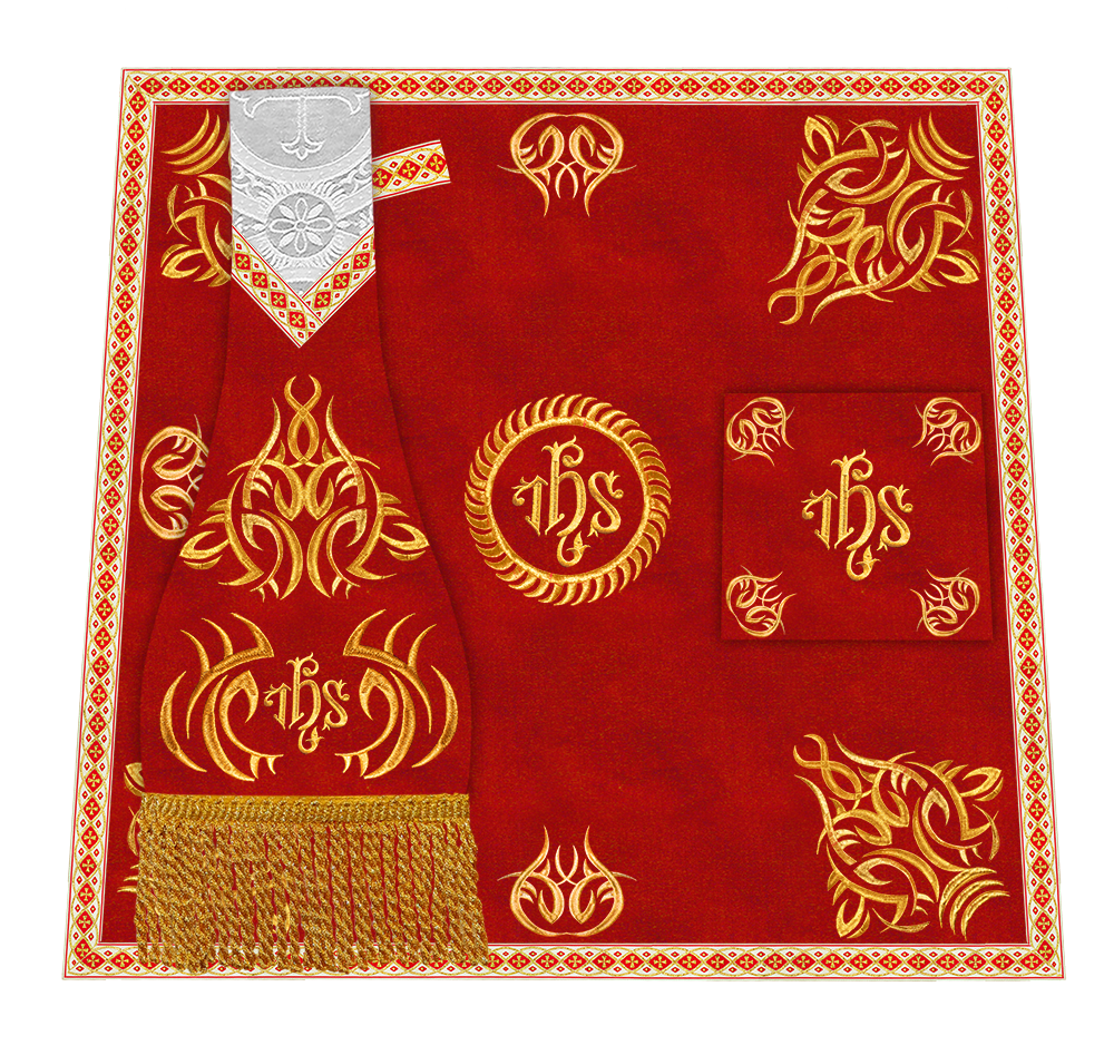 Set of Four Roman Chasuble with Embroidered Trims