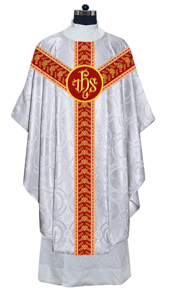 Gothic Chasuble Vestments With Ornate Embroidery And Trims