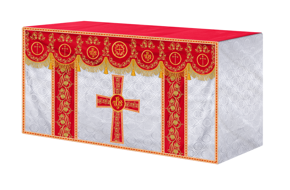 Embroidered Altar Cloth Embellished with Spiritual Motifs