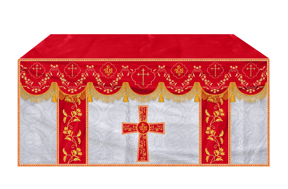 Altar Table Cloth With Floral Embroidery trims