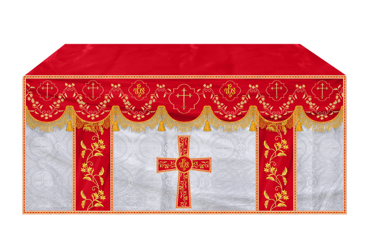 Altar Table Cloth With Floral Embroidery trims