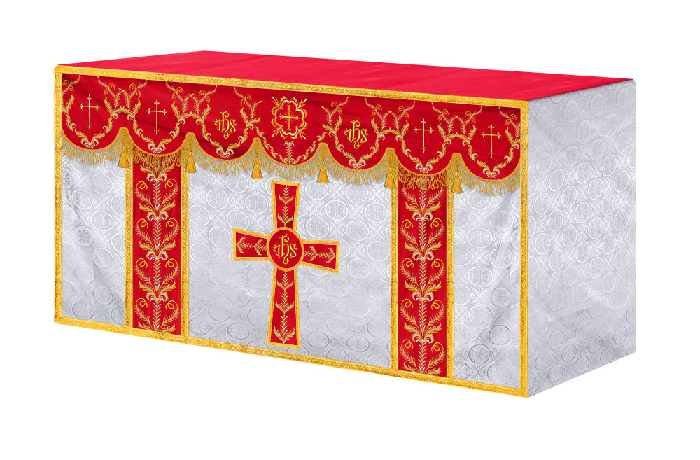Handcrafted Church Altar Cloth with Detailed Embroidered Trims