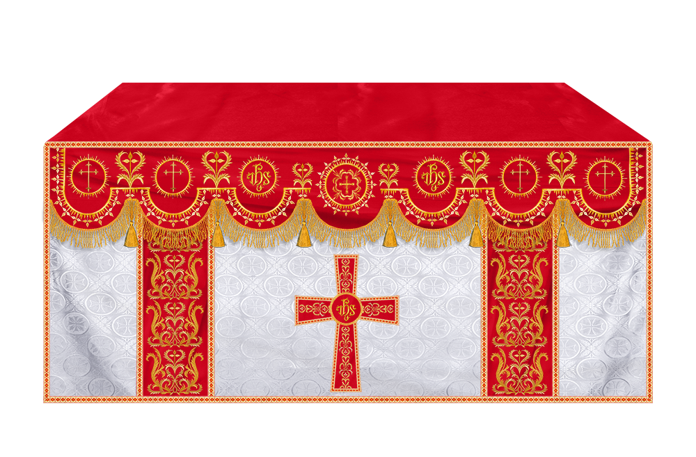 Embroidered Altar Frontal with Ornate Orphrey & Cross Design